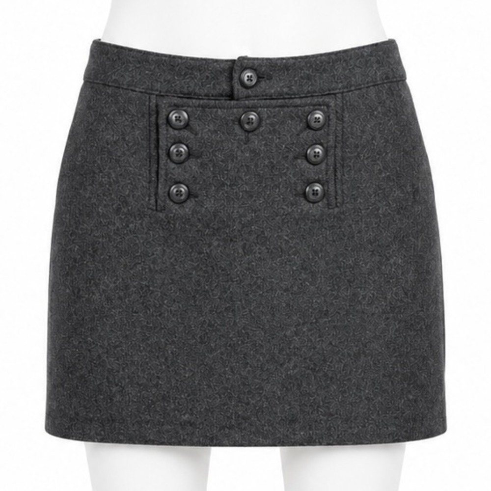 Vintage Y2K Old Navy Wool Blend Skirt 0 Gray Military Button Academia Low‎ Rise